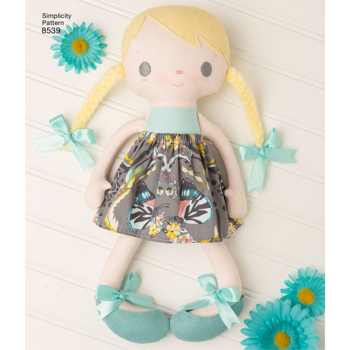 Simplicity Pattern 8539 stuffed dolls and clothes from Jaycotts Sewing Supplies