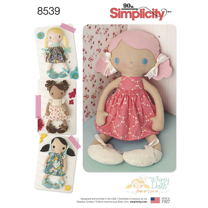 Simplicity Pattern 8539 stuffed dolls and clothes from Jaycotts Sewing Supplies