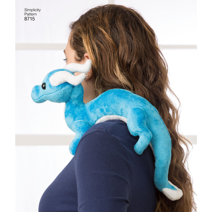 Simplicity Pattern 8715 stuffed toy dragons from Jaycotts Sewing Supplies