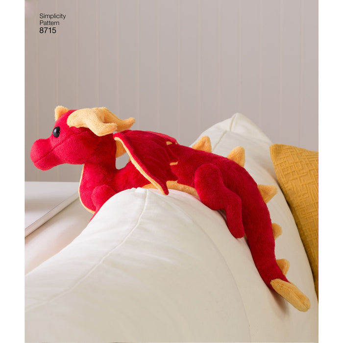 Simplicity Pattern 8715 stuffed toy dragons from Jaycotts Sewing Supplies