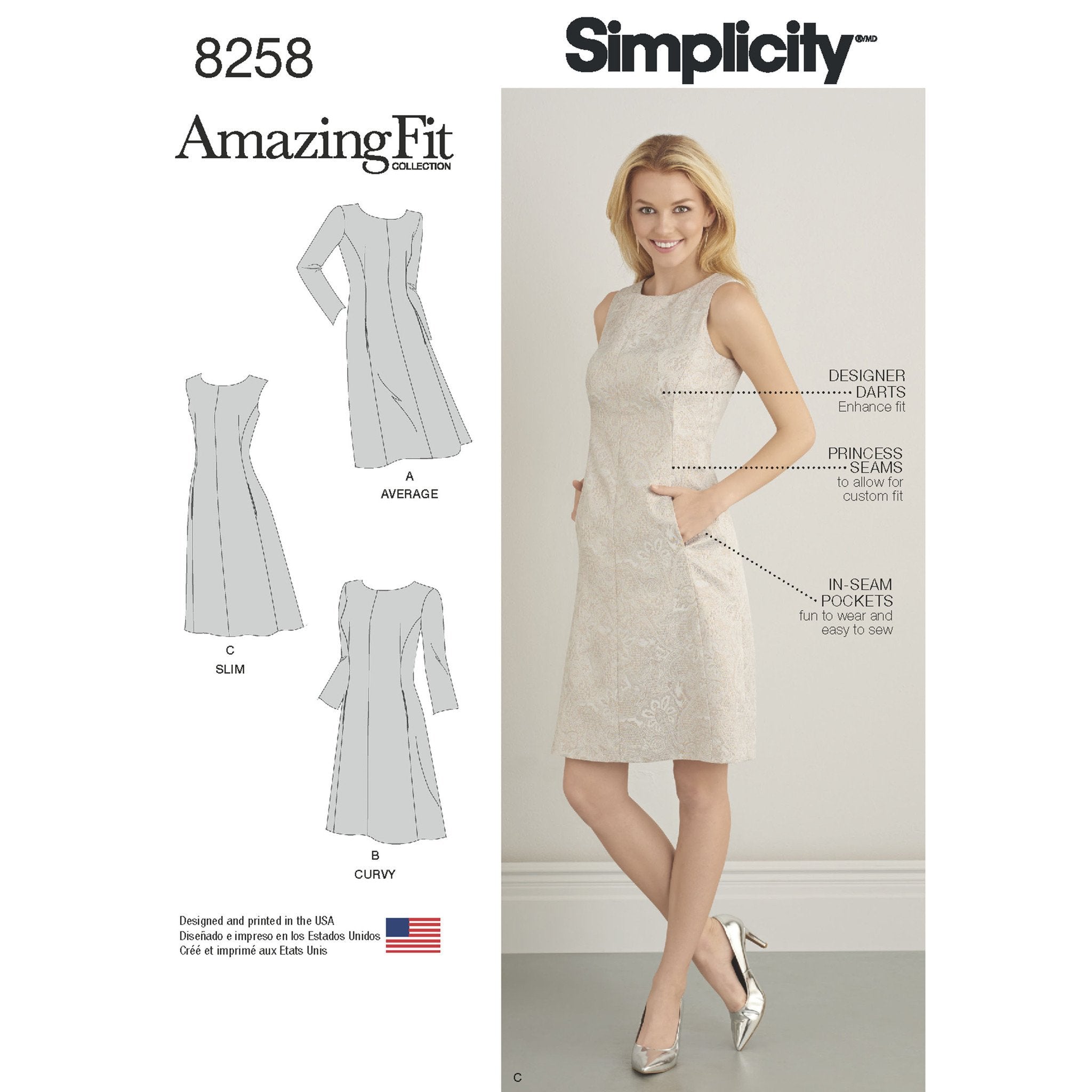 Simplicity Pattern 8258  Dress sized for miss and plus sizes from Jaycotts Sewing Supplies