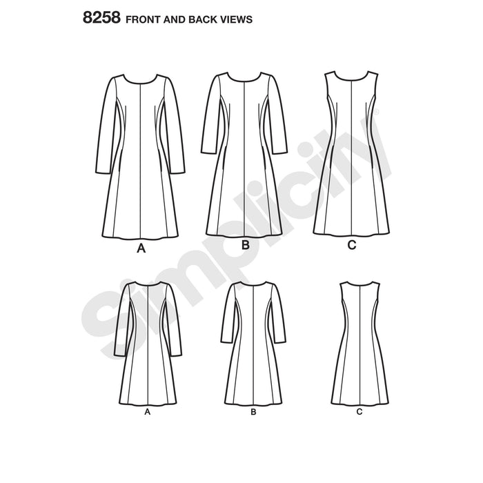 Simplicity Pattern 8258  Dress sized for miss and plus sizes from Jaycotts Sewing Supplies