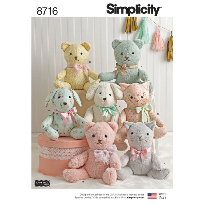 Simplicity Pattern 8716 stuffed-toy-animals from Jaycotts Sewing Supplies