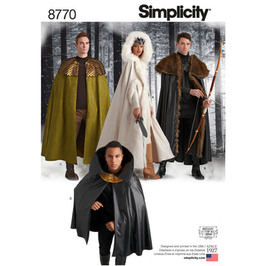 Simplicity Pattern 8770 Unisex Costume Capes from Jaycotts Sewing Supplies