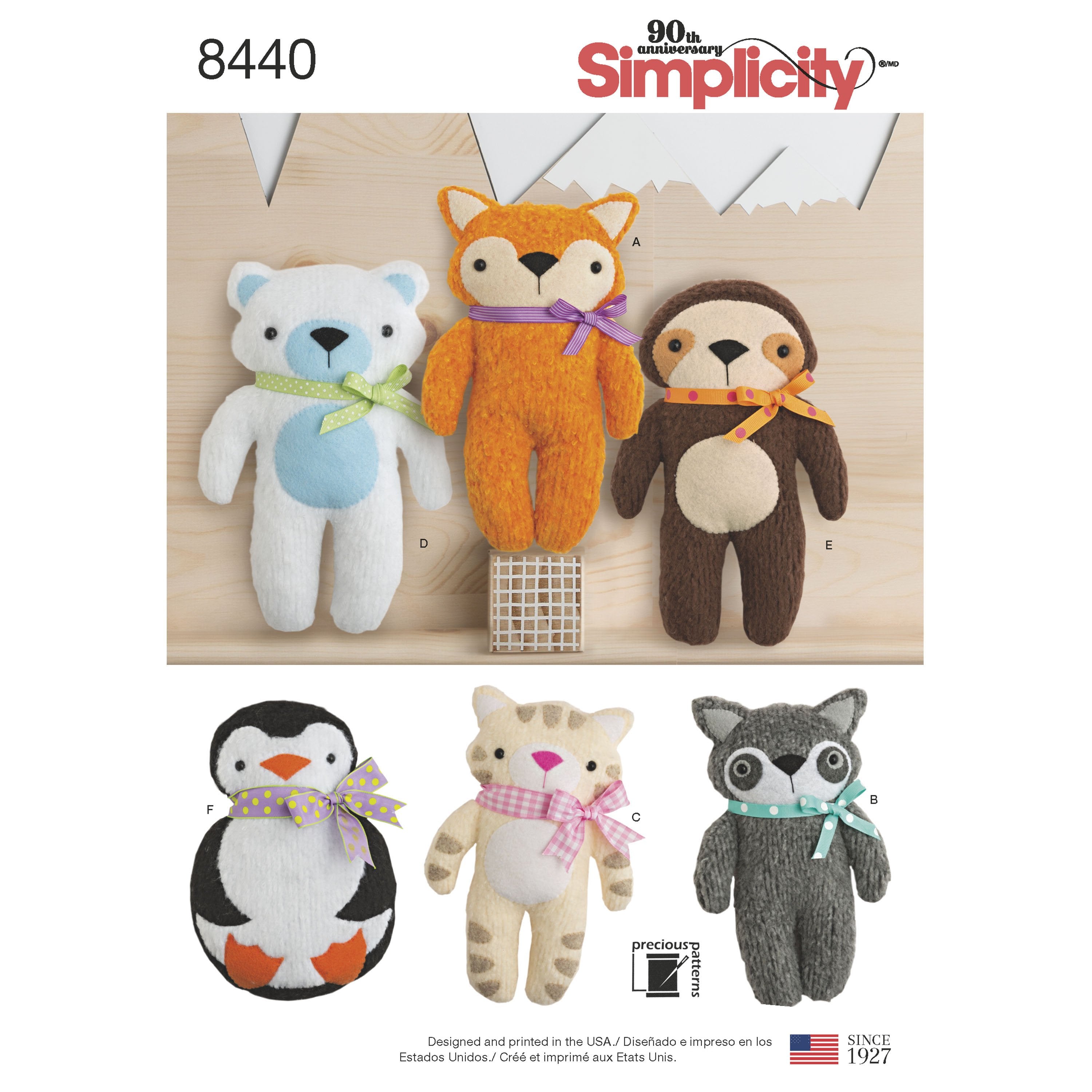 Simplicity Pattern 8440 stuffed craft animals from Jaycotts Sewing Supplies