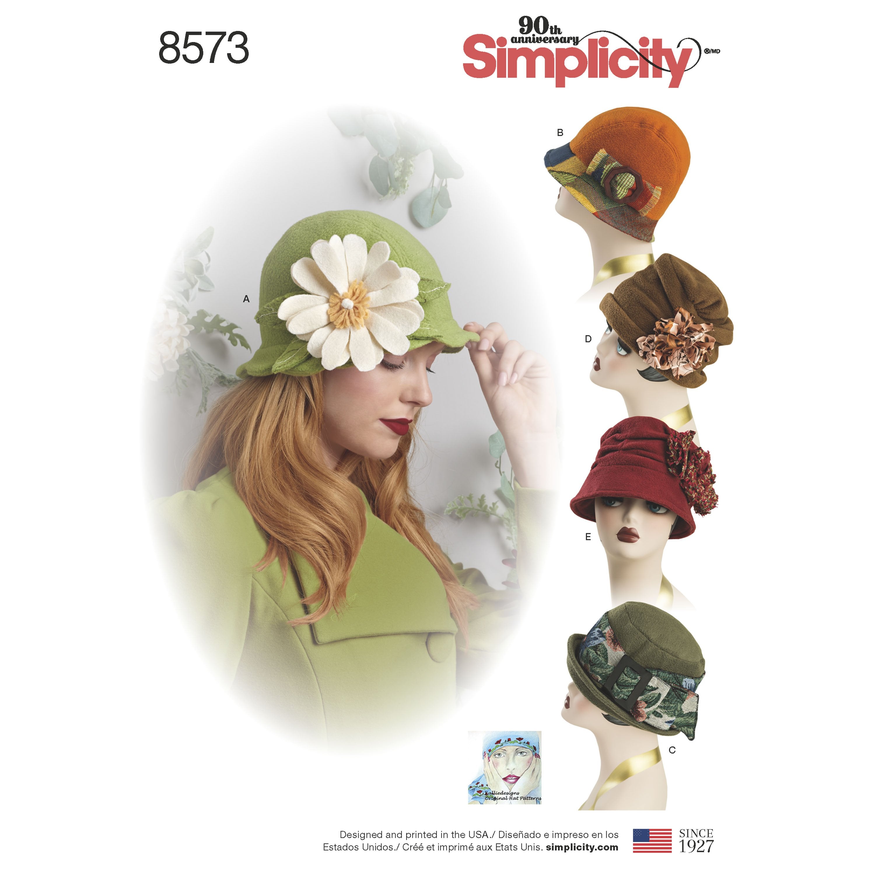 Simplicity Pattern 8573 womens flapper hats in three-sizes from Jaycotts Sewing Supplies