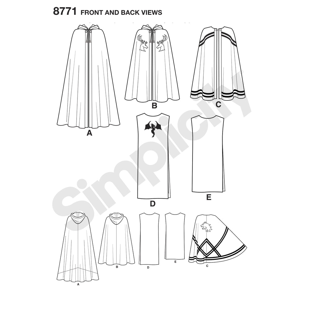 Simplicity Pattern 8771 Unisex Capes from Jaycotts Sewing Supplies