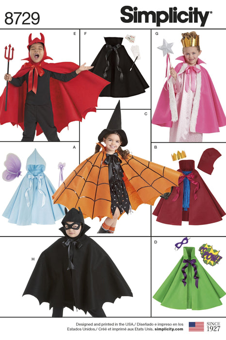 Simplicity Pattern 8729 Halloween Cape Costumes from Jaycotts Sewing Supplies