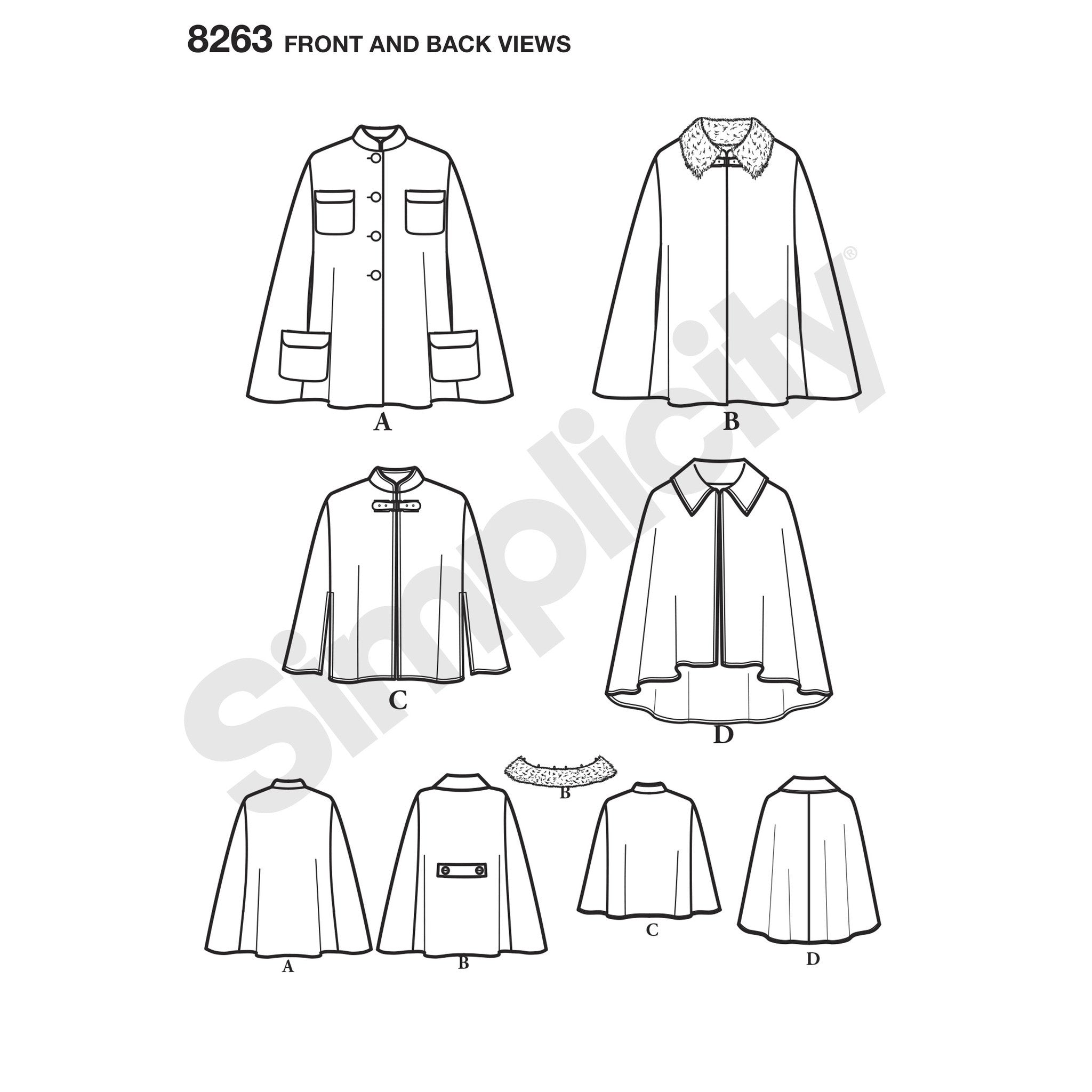 Simplicity Pattern 8263 MISSES' CAPES AND CAPELETS from Jaycotts Sewing Supplies