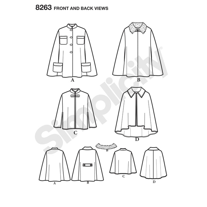 Simplicity Pattern 8263 MISSES' CAPES AND CAPELETS from Jaycotts Sewing Supplies