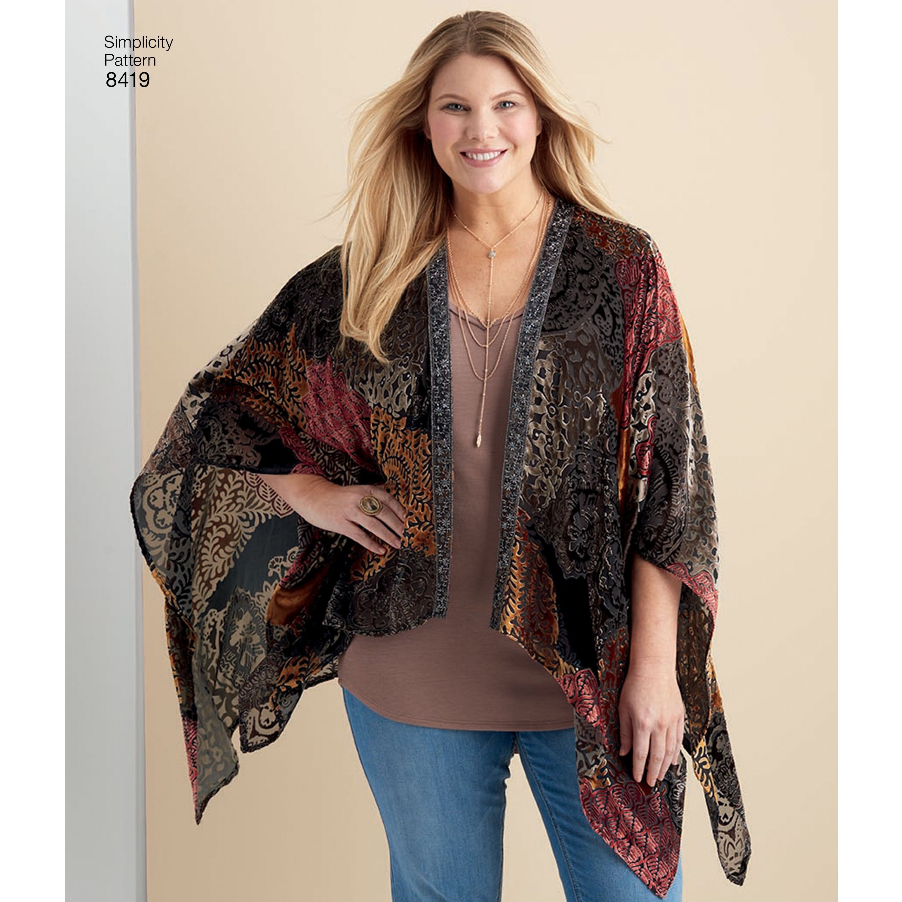 Simplicity Pattern 8419 Easy to sew kimono style wrap from Jaycotts Sewing Supplies