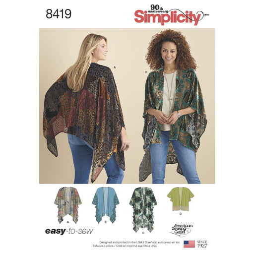 Simplicity Pattern 8419 Easy to sew kimono style wrap from Jaycotts Sewing Supplies