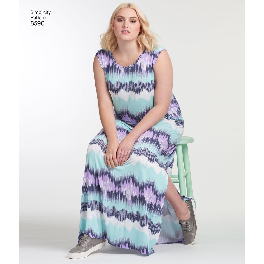 Simplicity Pattern 8590 knit dresses from Jaycotts Sewing Supplies