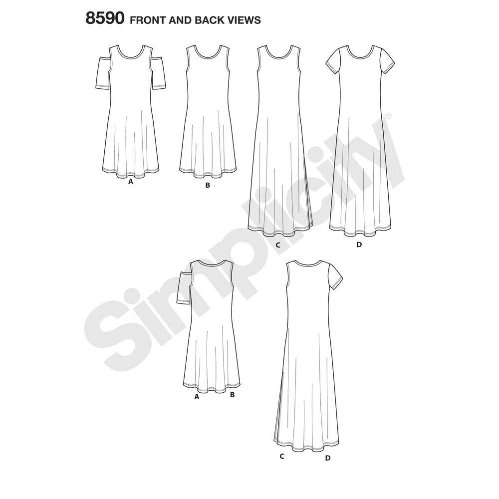 Simplicity Pattern 8590 knit dresses from Jaycotts Sewing Supplies