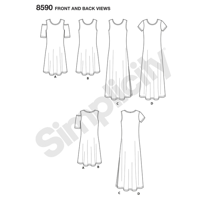 Simplicity Pattern 8590 knit dresses from Jaycotts Sewing Supplies