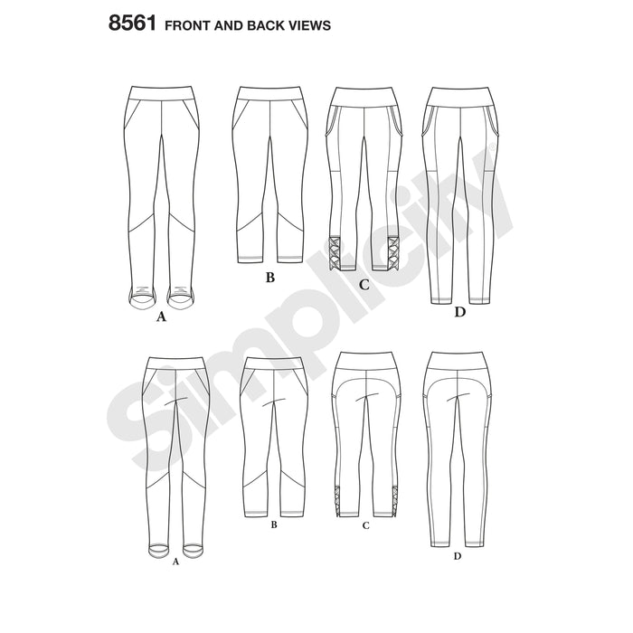 Simplicity Pattern 8561 sewing pattern womens leggings from Jaycotts Sewing Supplies