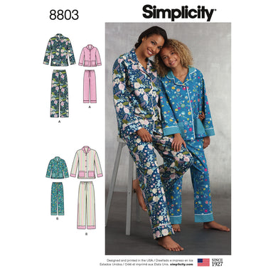 Simplicity Pattern 8803 classic pyjama set from Jaycotts Sewing Supplies