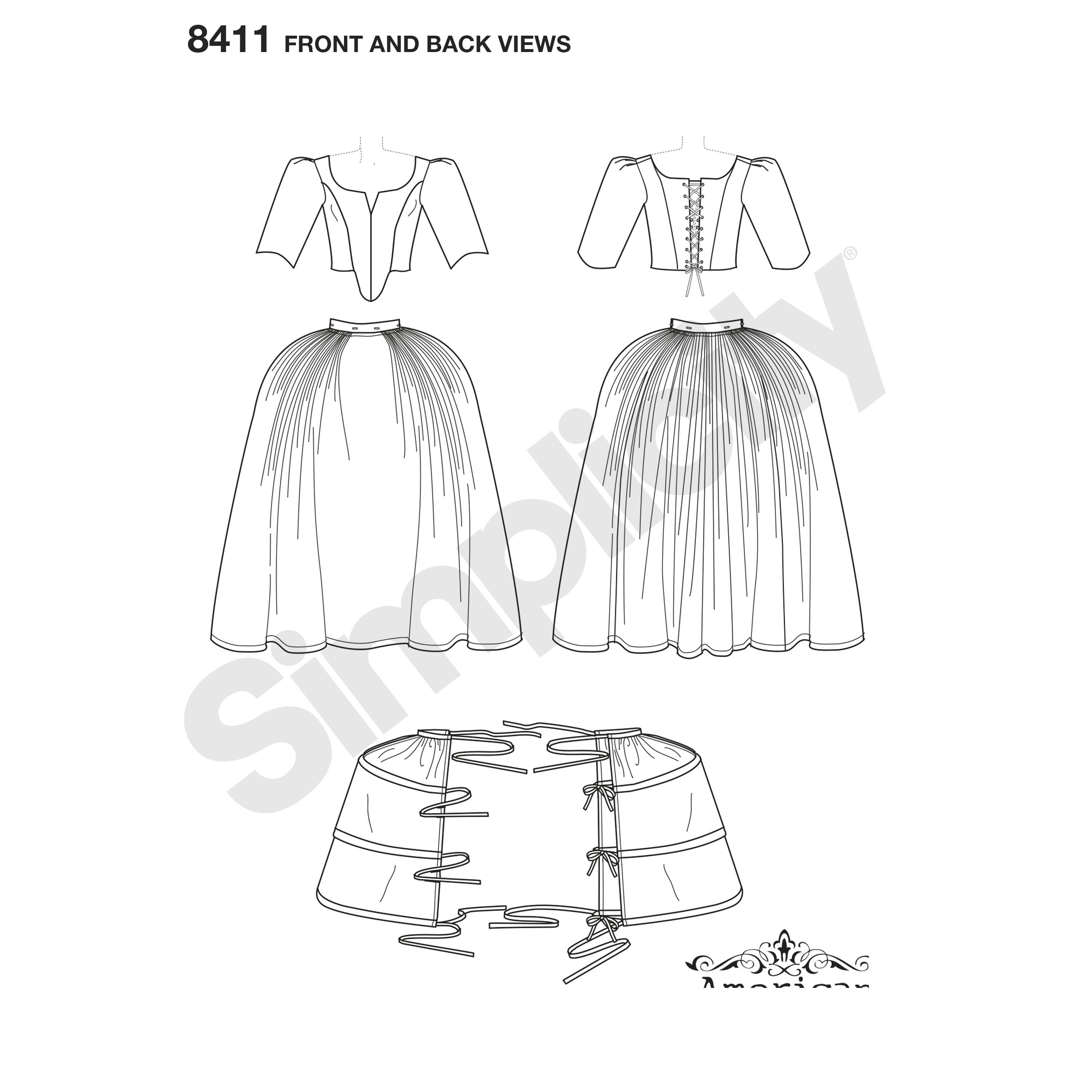 Simplicity Pattern 8411 Womenâ€™s 18th Century Costume from Jaycotts Sewing Supplies