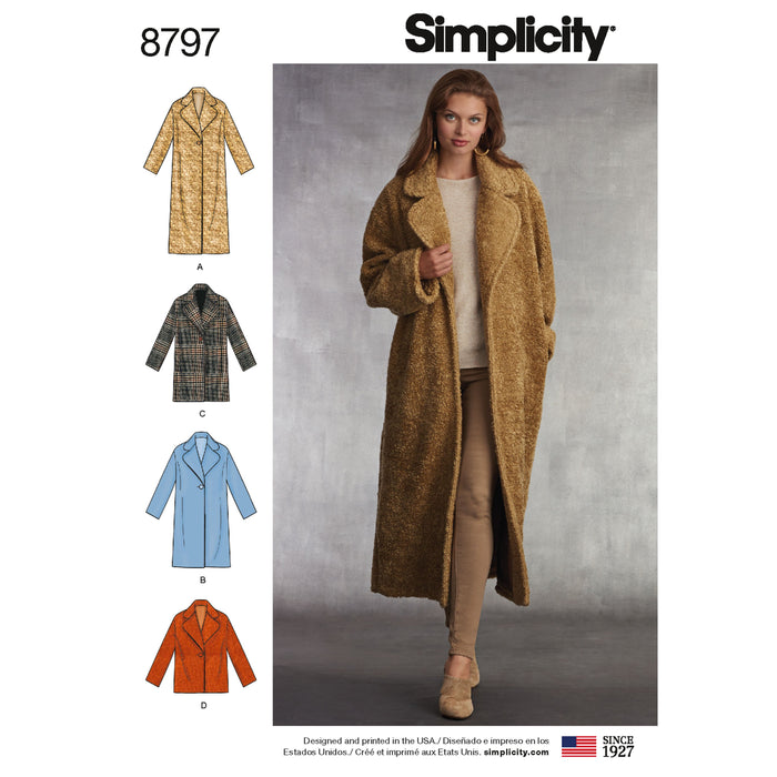 Simplicity Pattern 8797 lined coat from Jaycotts Sewing Supplies