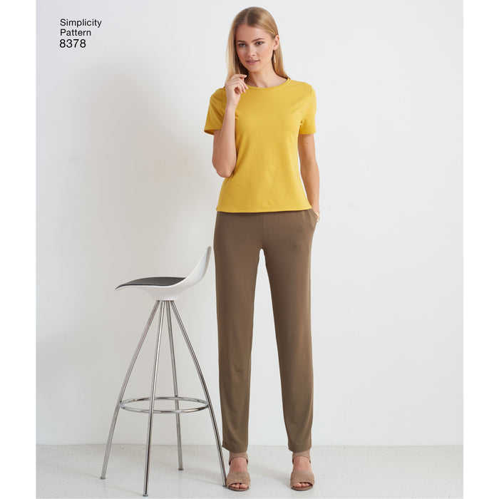 Simplicity Pattern 8378 Womenâ€™s Knit Pant with Two Leg Widths from Jaycotts Sewing Supplies