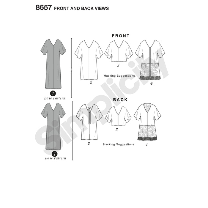 Simplicity Pattern 8657 caftan with options for design-hacking from Jaycotts Sewing Supplies