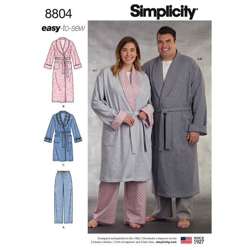 Simplicity Pattern 8804 unisex-loungewear from Jaycotts Sewing Supplies