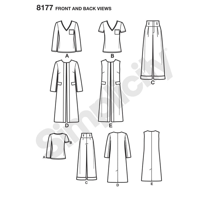 Simplicity Pattern 8177 features a duster length coat or vest, from Jaycotts Sewing Supplies