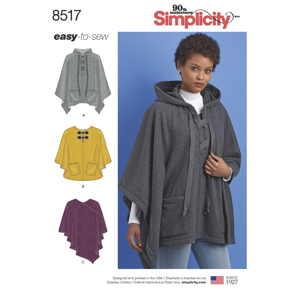 Simplicity Pattern 8517 misses set of ponchos from Jaycotts Sewing Supplies