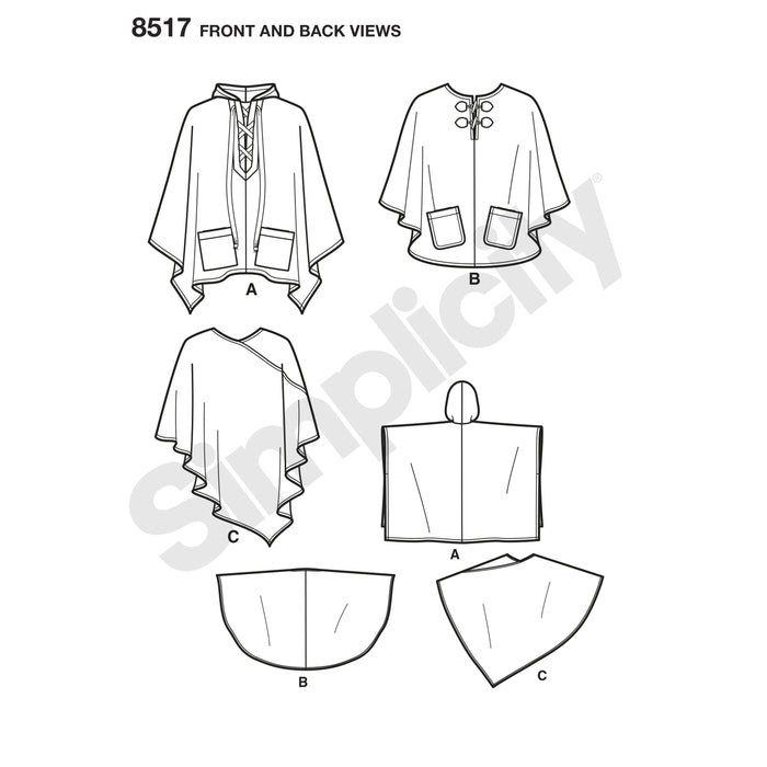 Simplicity Pattern 8517 misses set of ponchos from Jaycotts Sewing Supplies