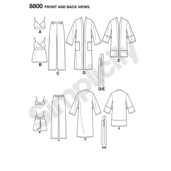 Simplicity Pattern 8800 misses robe pants top from Jaycotts Sewing Supplies