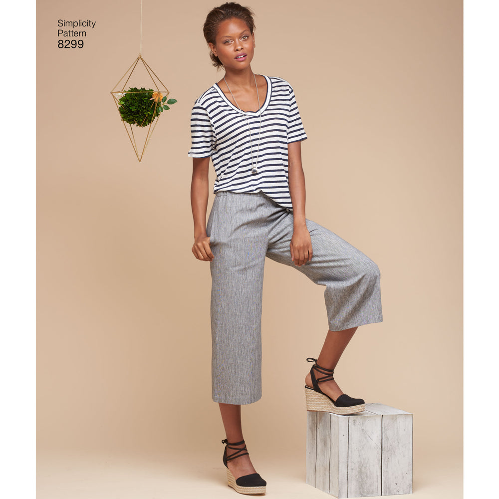 Sewing Patterns Misses' Wide Leg Pants Pattern, Elastic Waist Skirt  Pattern, Simplicity Sewing Pattern 9608 