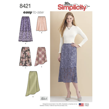 Simplicity Pattern 8421 skirts in three lengths with hem variations from Jaycotts Sewing Supplies