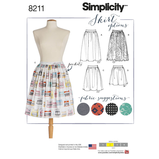 Simplicity Pattern 8211 Misses' Dirndl Skirts in Three Lengths from Jaycotts Sewing Supplies