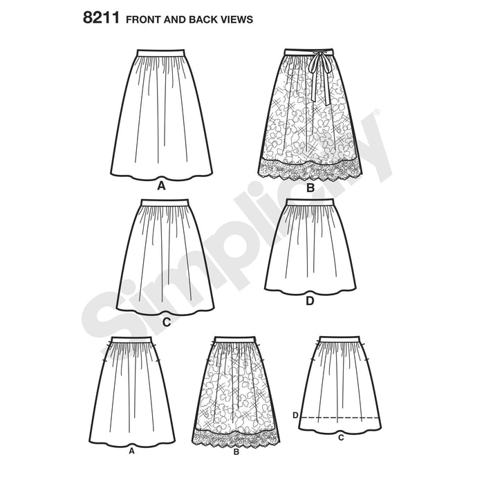 Simplicity Pattern 8211 Misses' Dirndl Skirts in Three Lengths from Jaycotts Sewing Supplies