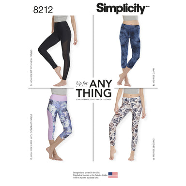 Simplicity Pattern 8212 Knit legging pattern from Jaycotts Sewing Supplies
