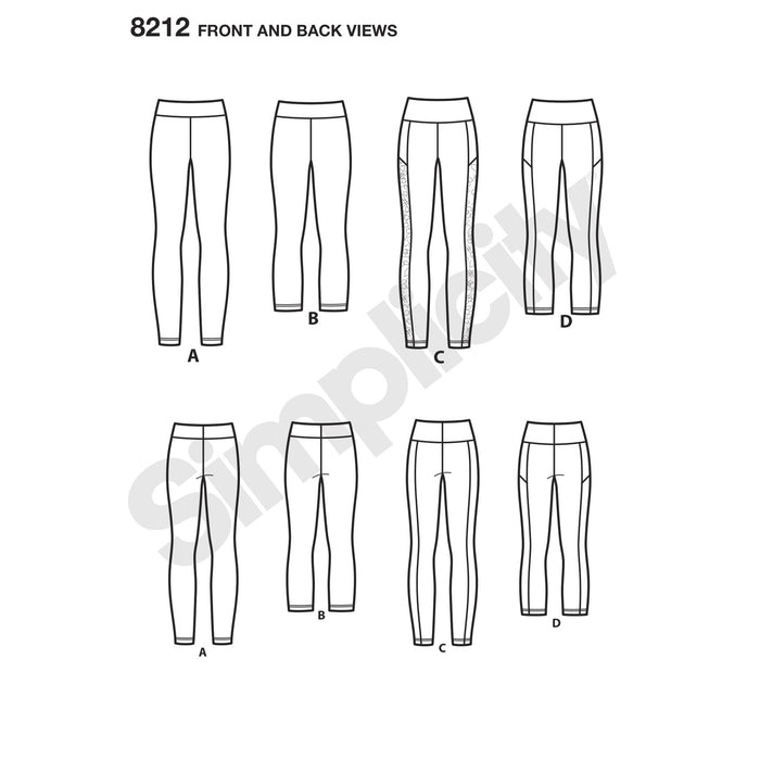 Simplicity Pattern 8212 Knit legging pattern from Jaycotts Sewing Supplies