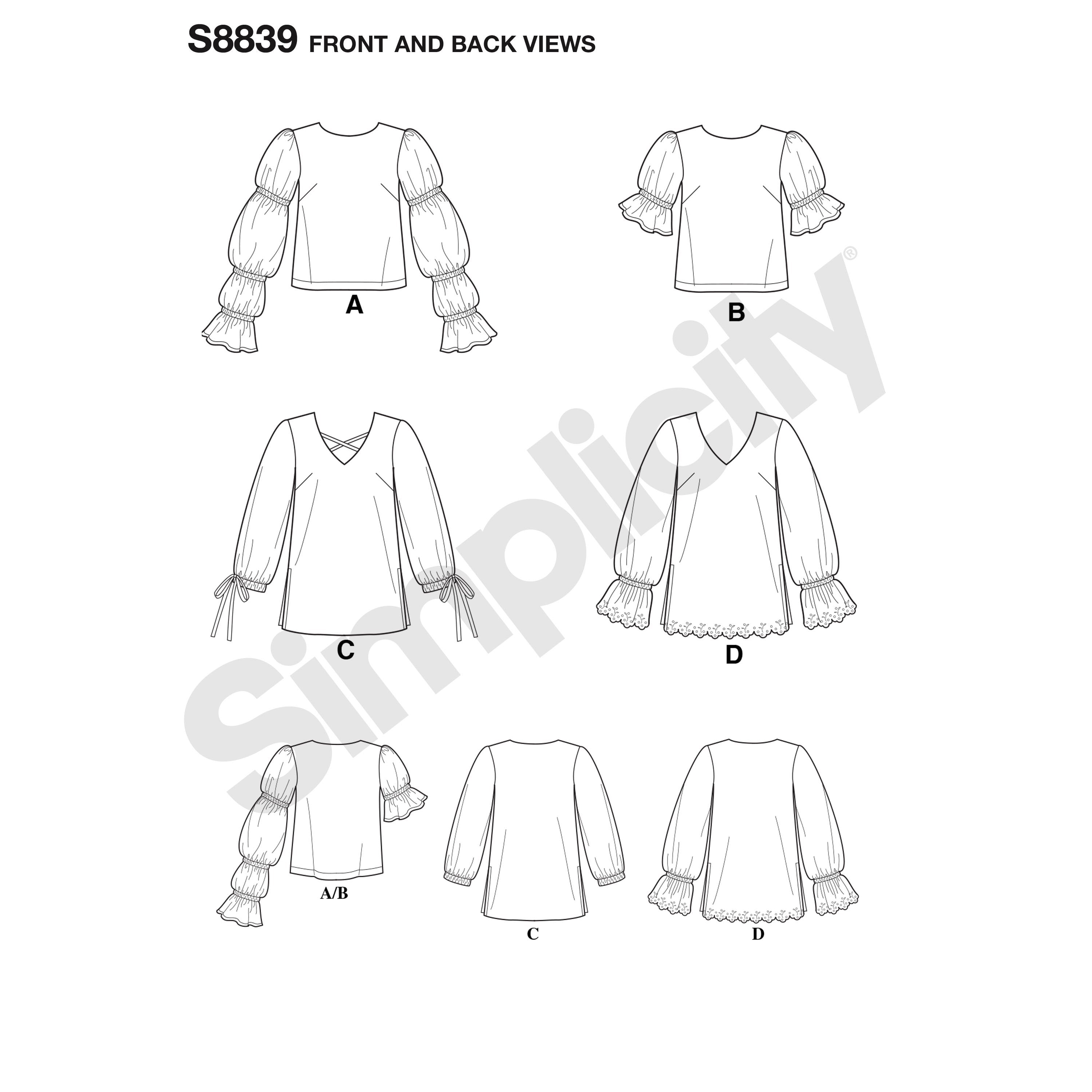 Simplicity Pattern 8839 misses-pullover-tunic or tops pattern from Jaycotts Sewing Supplies
