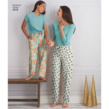 Simplicity Pattern 8518 girls and misses slim- fit lounge trousers from Jaycotts Sewing Supplies