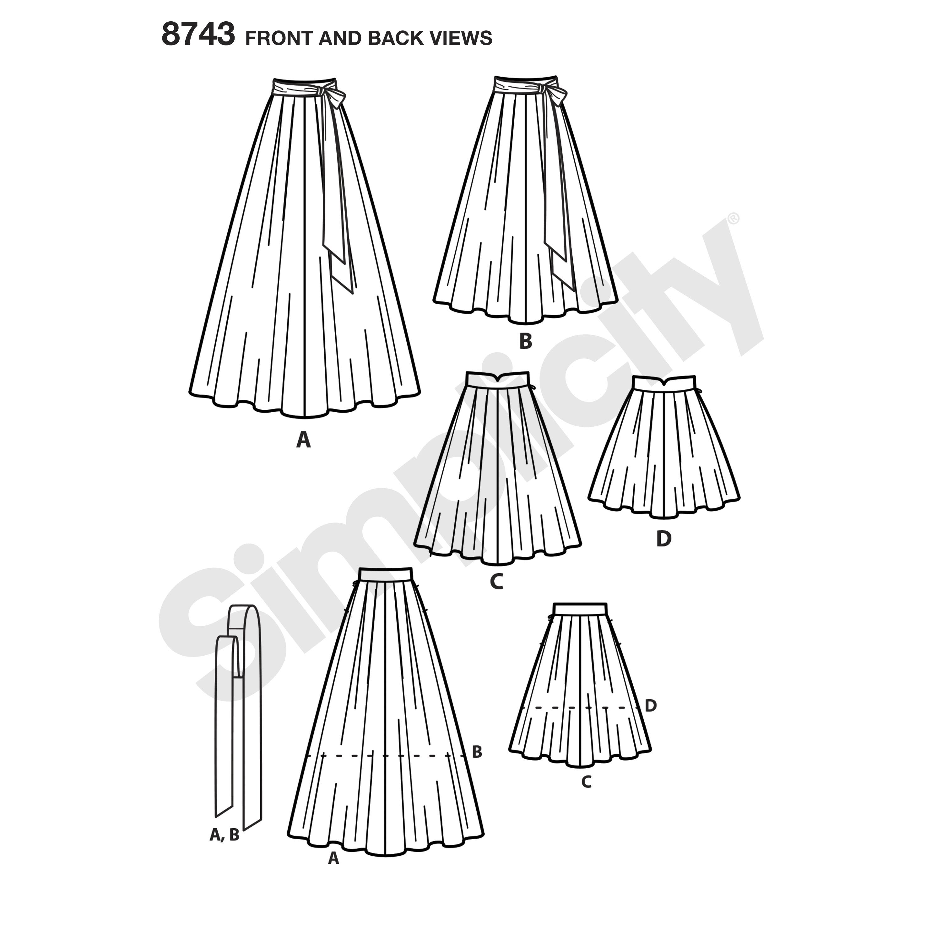 Simplicity Pattern 8743 pleated multi length skirt — jaycotts.co.uk ...