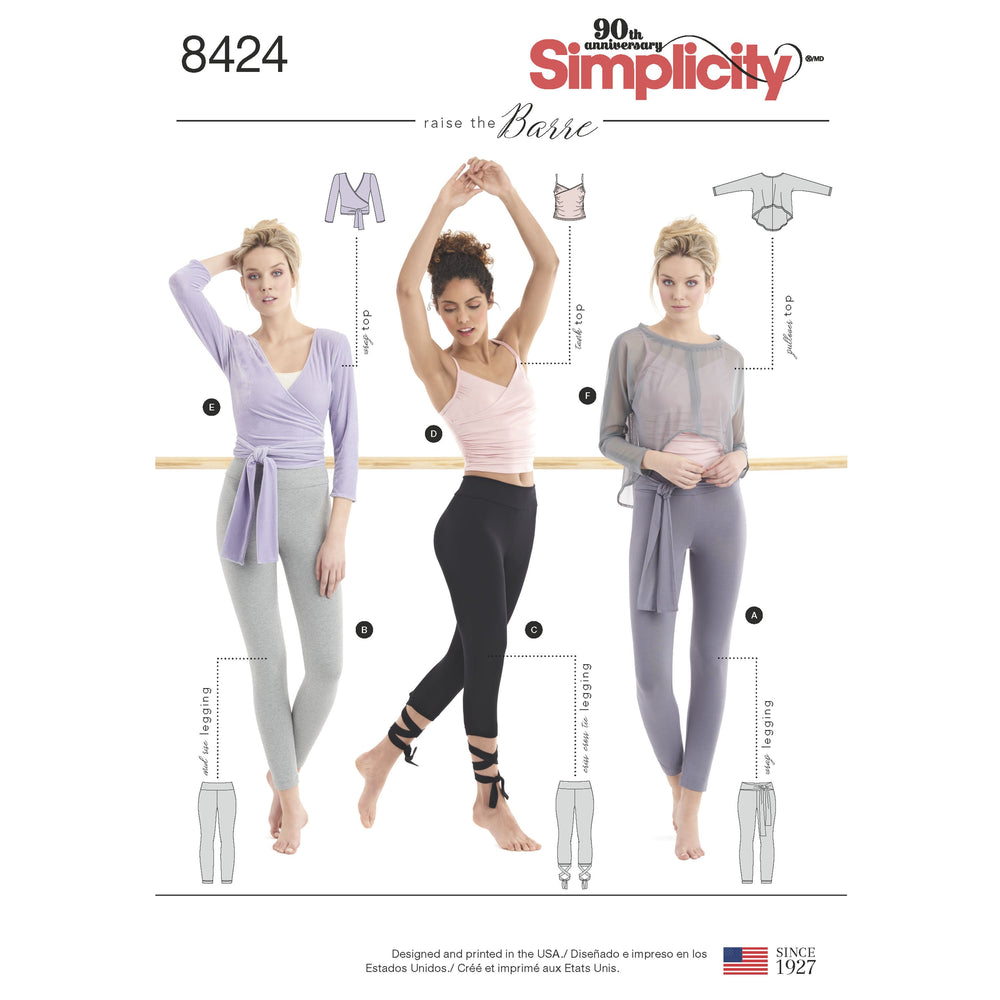 Simplicity Pattern 8424 knit leggings in two lengths and three top options from Jaycotts Sewing Supplies