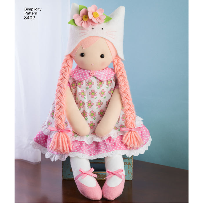 Simplicity Pattern 8402 Stuffed Dolls With Clothes from Jaycotts Sewing Supplies