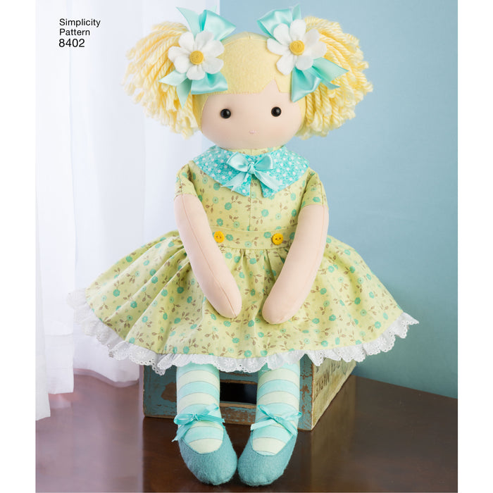 Simplicity Pattern 8402 Stuffed Dolls With Clothes from Jaycotts Sewing Supplies