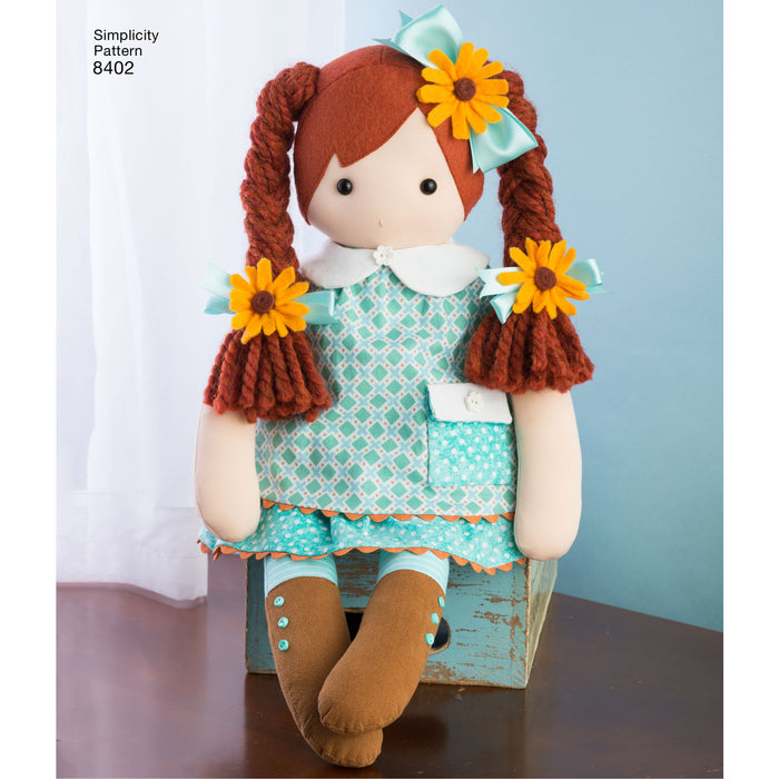 Simplicity Pattern 8402 Stuffed Dolls With Clothes from Jaycotts Sewing Supplies