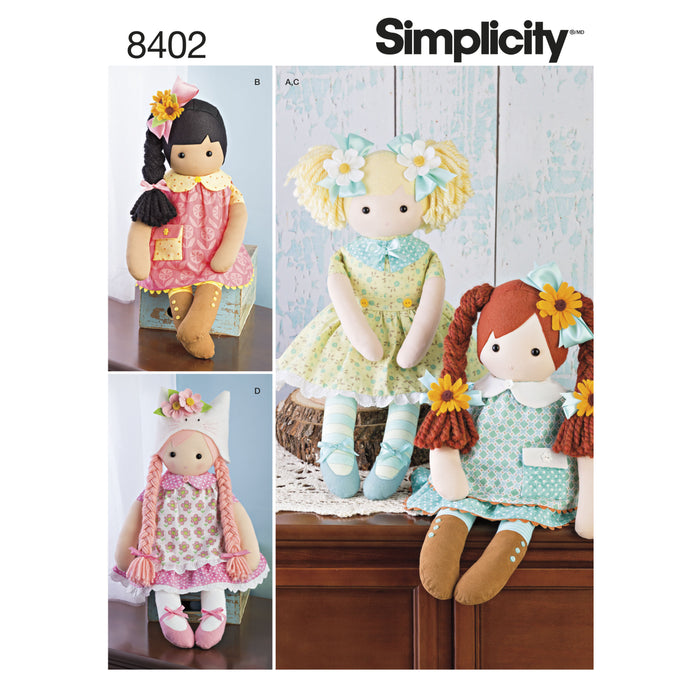 Simplicity Pattern 8402 Stuffed Dolls With Clothes from Jaycotts Sewing Supplies