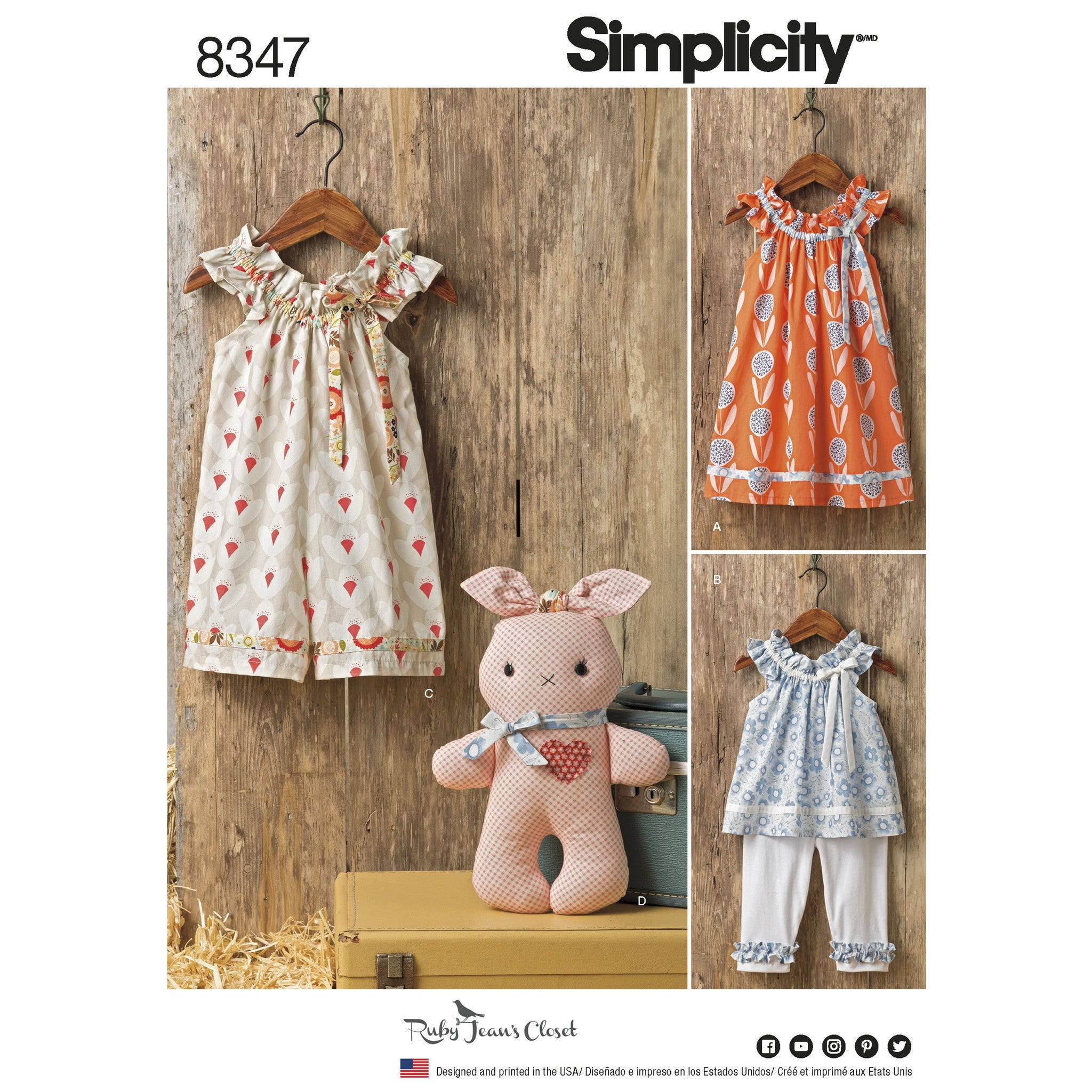 Simplicity Pattern 8347 toddlers dress top and knit capris from Jaycotts Sewing Supplies