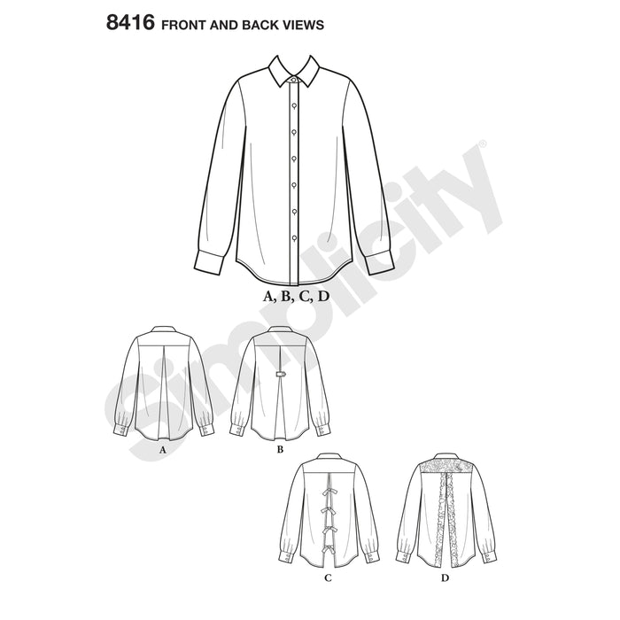 Simplicity Pattern 8416 misses shirt with back variations from Jaycotts Sewing Supplies