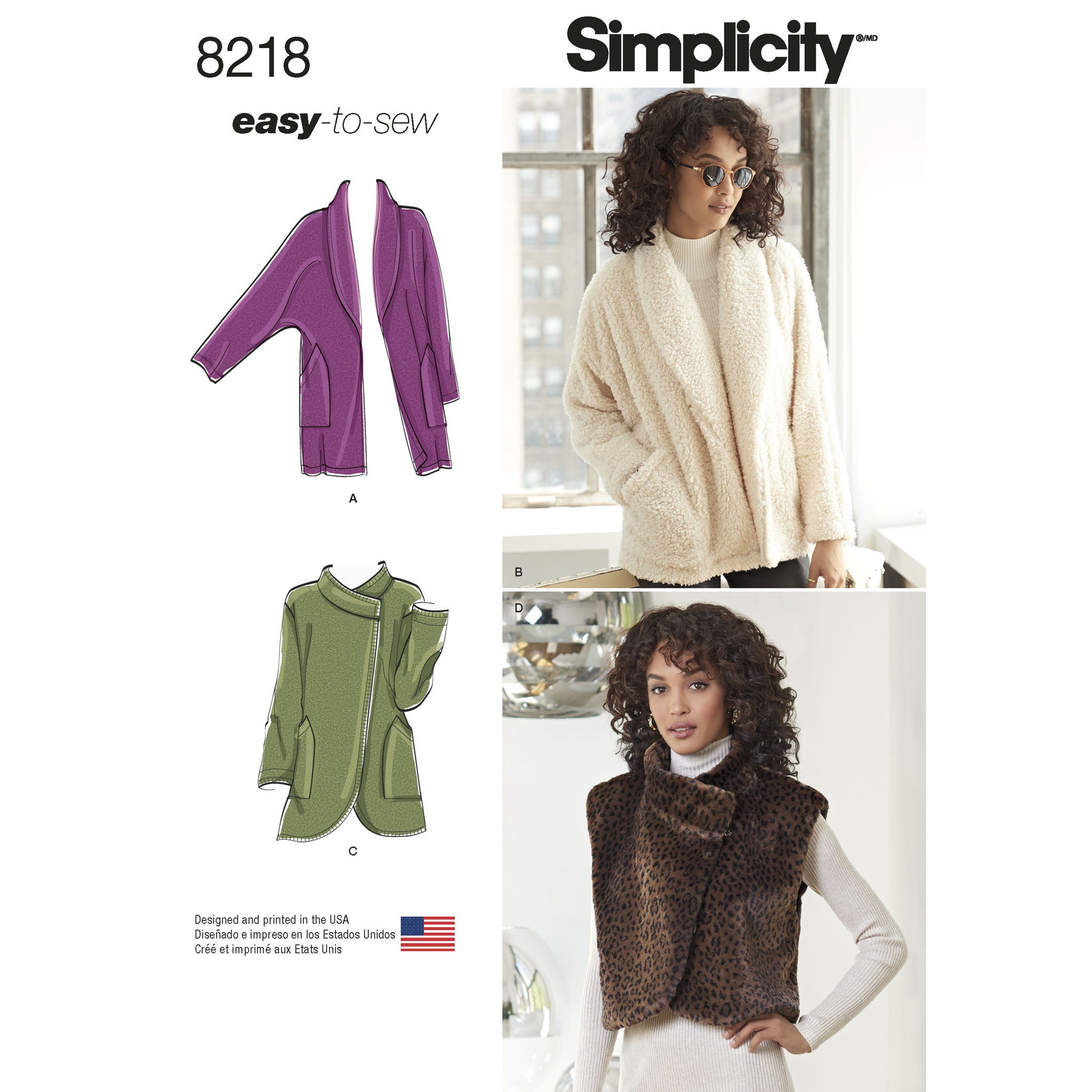 Simplicity Pattern 8218 Misses' Easy-to-Sew jackets from Jaycotts Sewing Supplies