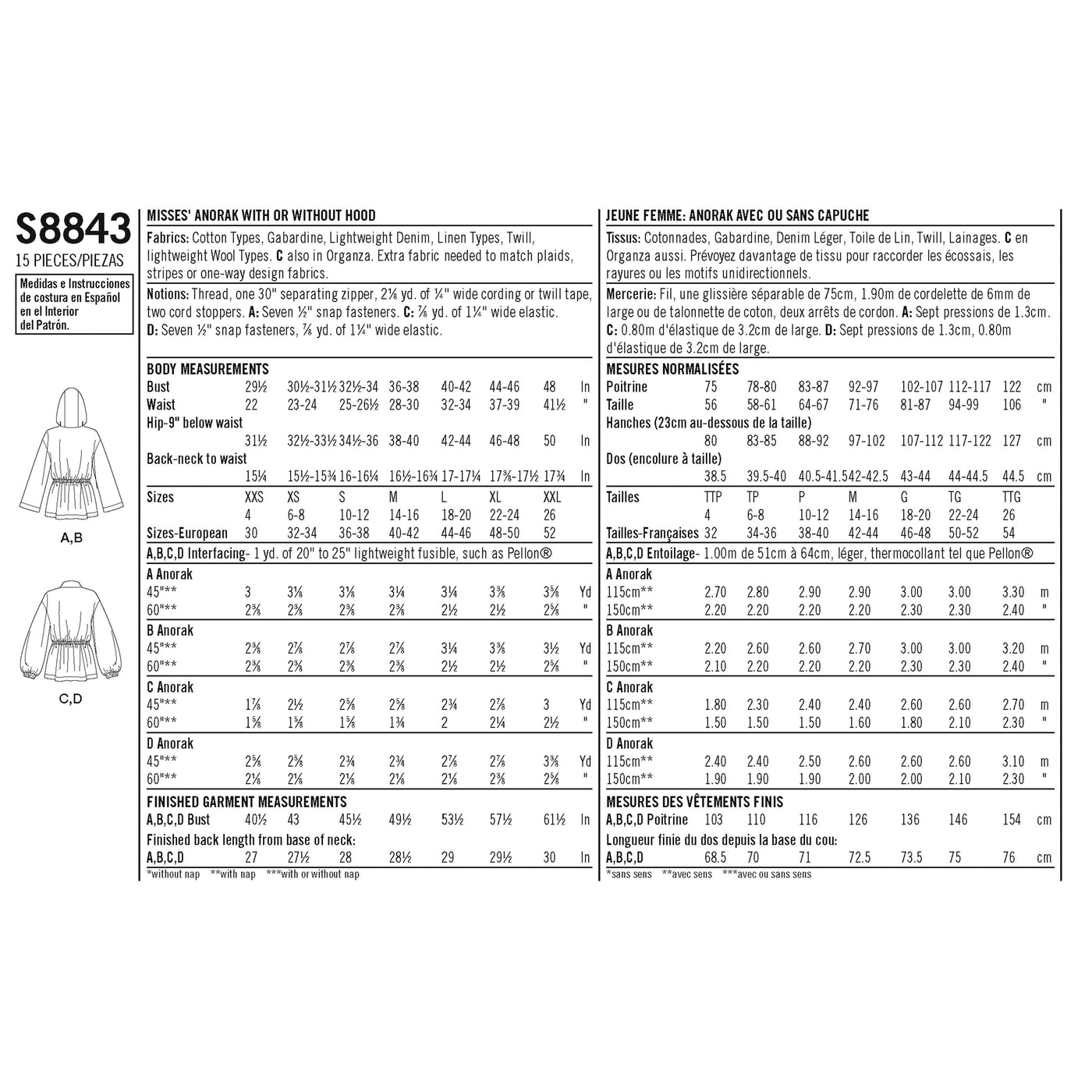 Simplicity Pattern 8843 misses anorak jacket pattern — jaycotts.co.uk ...
