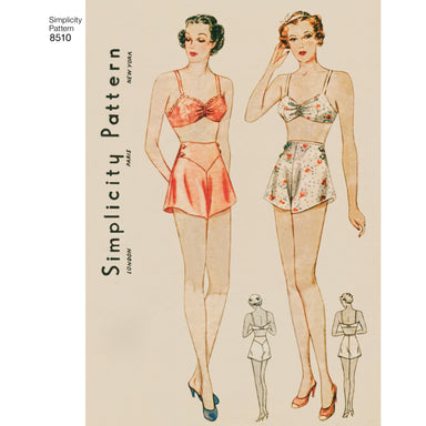 Simplicity Pattern 8510  miss vintage brassiere panties from Jaycotts Sewing Supplies