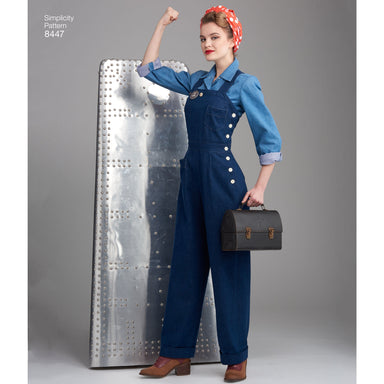 Simplicity Pattern 8447 vintage trousers overalls and blouses from Jaycotts Sewing Supplies